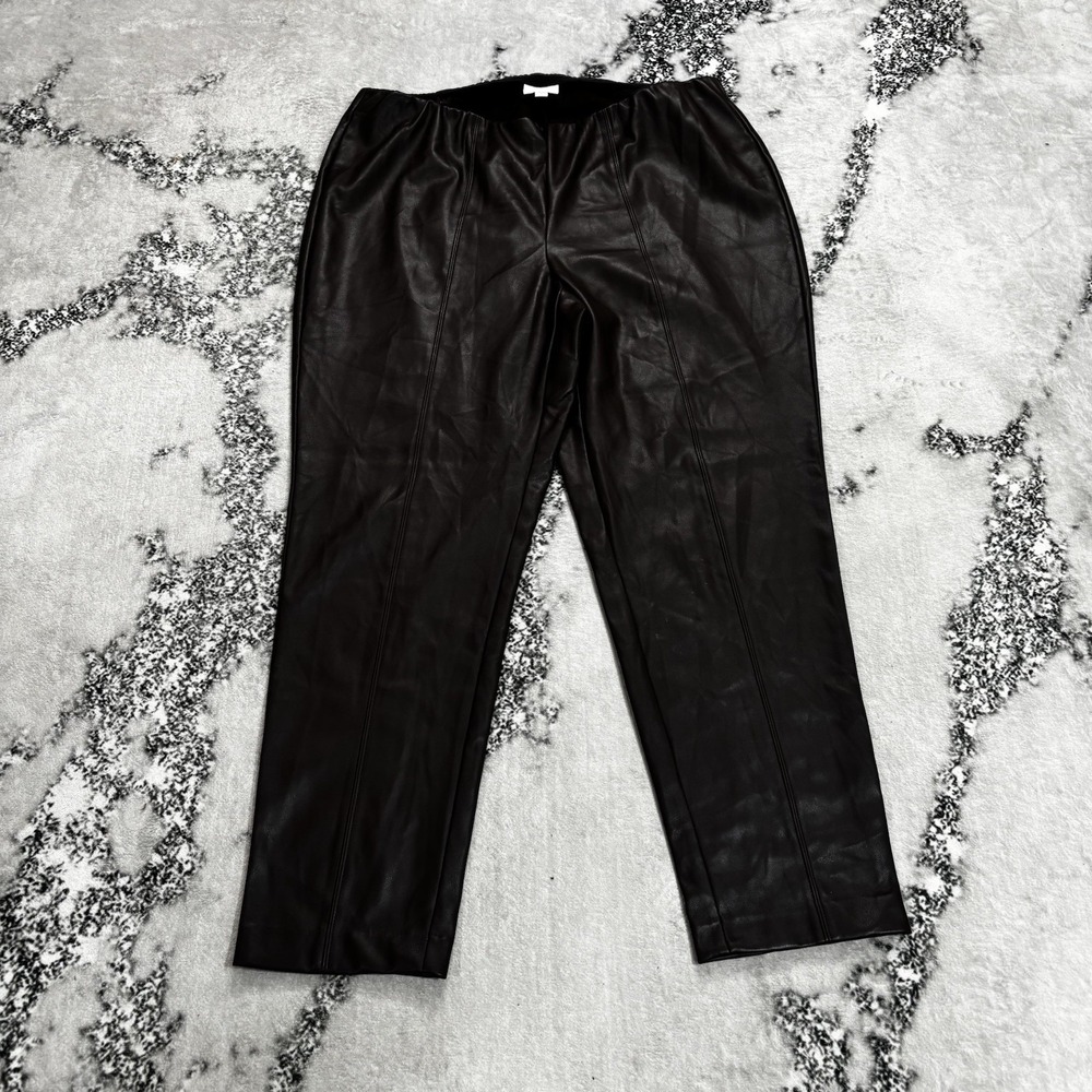 J.Jill Women's Size 3X Brown Faux Leather Straight Leg Pull On Pants Stretch